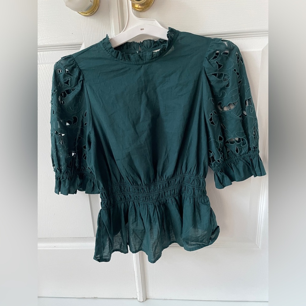 Universal Thread Teal Blouse with Eyelet Details